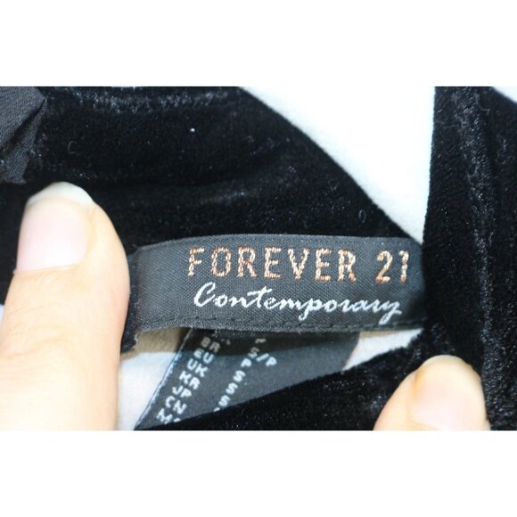 Forever 21 Velvet Burnout Black Dress-Size Small-Back Zip-Whimsigoth-Witchy - Picture 7 of 13